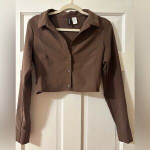 H&M Long Sleeve Brown Tie Back